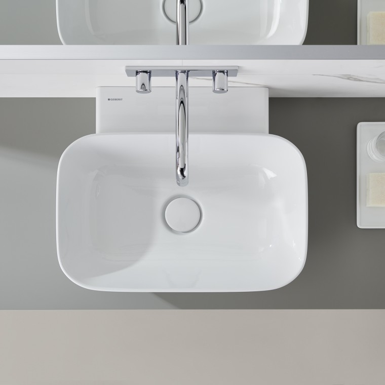 Geberit ONE lay-on washbasin in bowl shape design