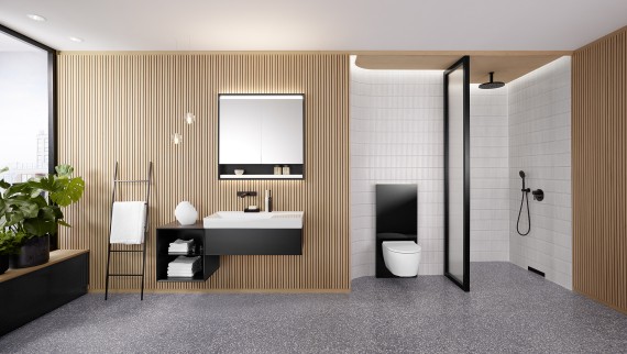 Geberit ONE bathroom with wall drain