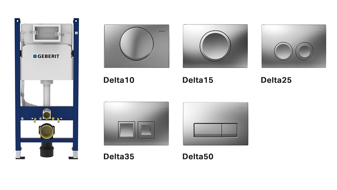 Geberit Delta cisterns and actuator plates