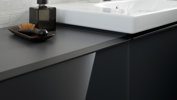 Geberit Acanto bathroom vanity in lava glass