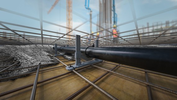 Geberit PE branch discharge pipe embedded in concrete Geberit PE branch discharge pipe embedded in concrete