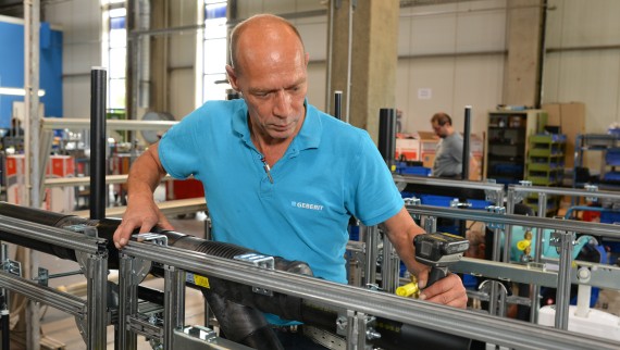 Man working at a prefabrication facility