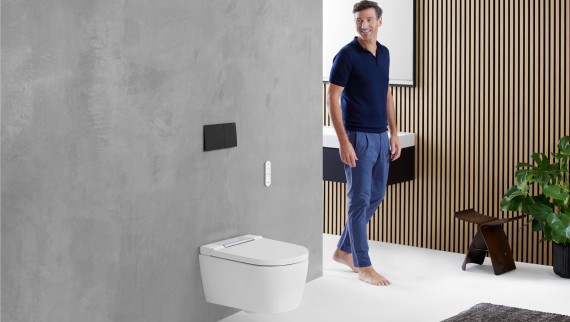 AquaClean Sela shower toilet in Geberit bathroom