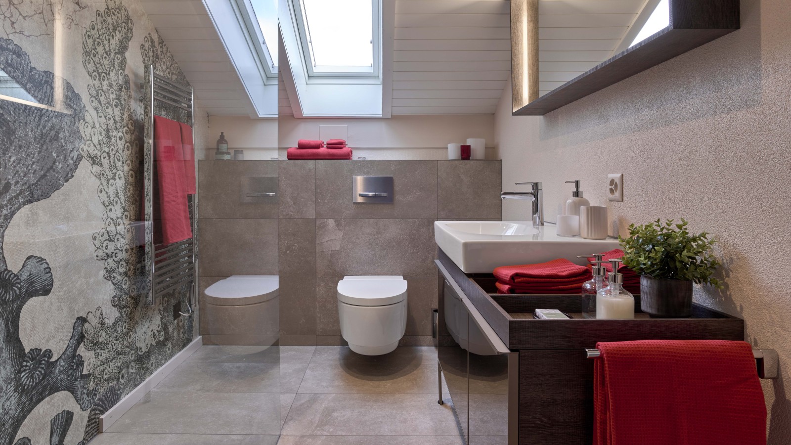 Bathroom with various Geberit products after renovation