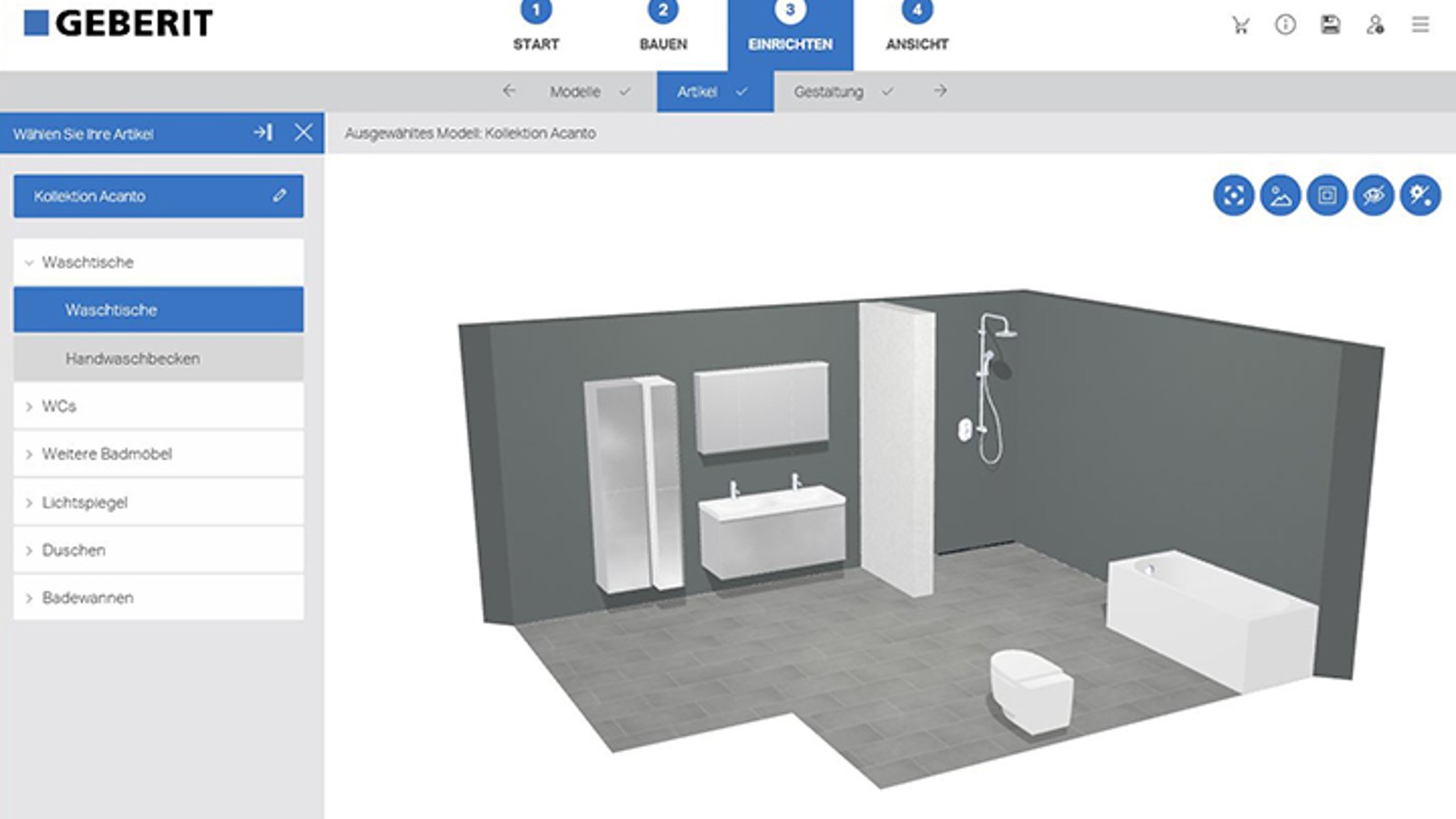 Launch the 3D bathroom planner