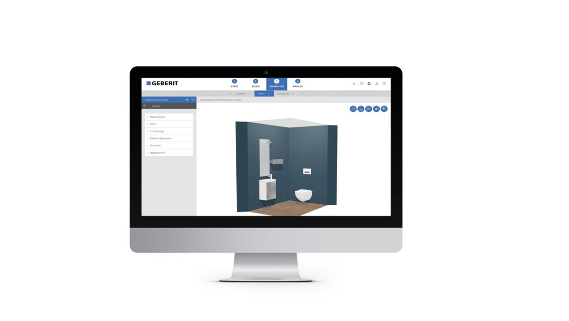 Screenshot of the Geberit 3D bathroom planner tool