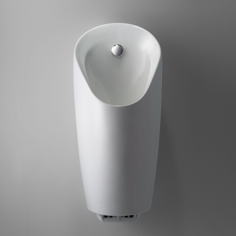 The slim and compact Geberit Preda ceramic appliance with integrated urinal flush control