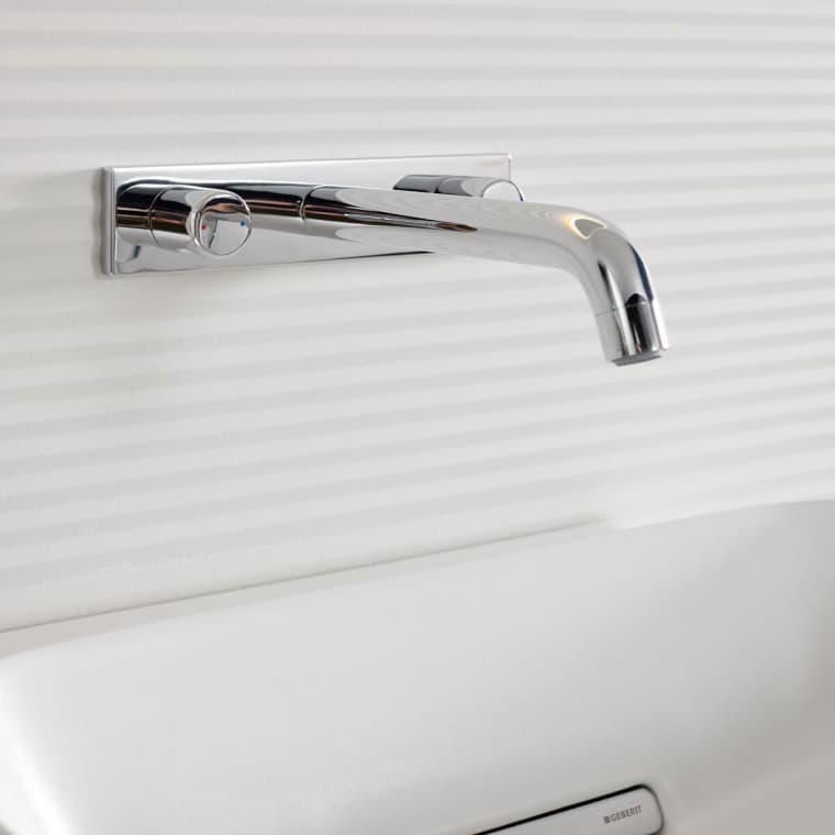 Geberit ONE wall-mounted tap in chrome for bathroom sinks Geberit ONE wall-mounted tap in chrome for bathroom sinks