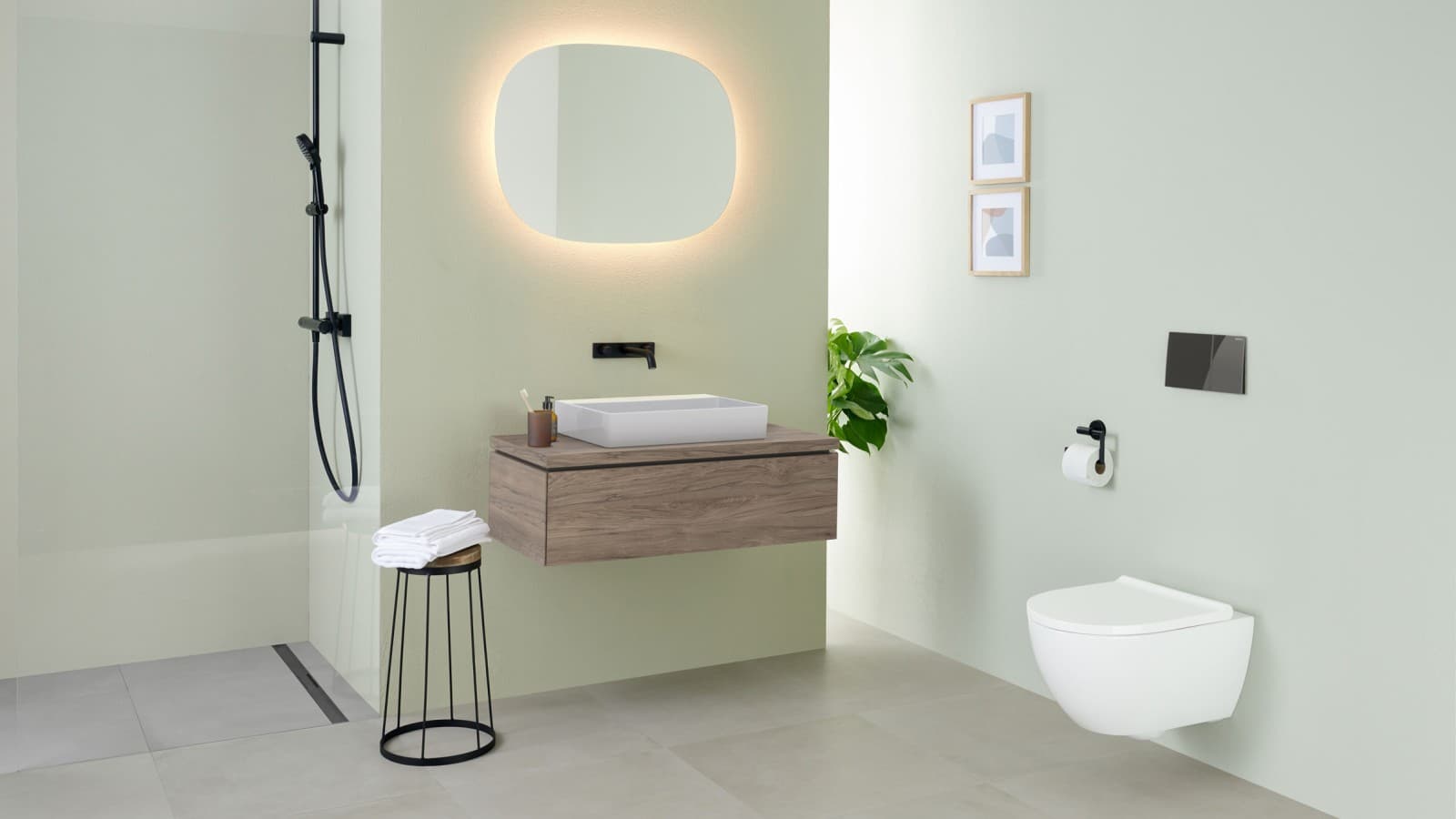 Geberit ONE washbasin with Geberit Option mirror, oval Geberit ONE washbasin with Geberit Option mirror, oval