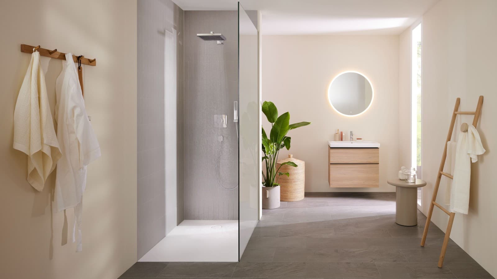 Geberit iCon bathroom with CleanFloor30 shower surface Geberit iCon bathroom with CleanFloor30 shower surface
