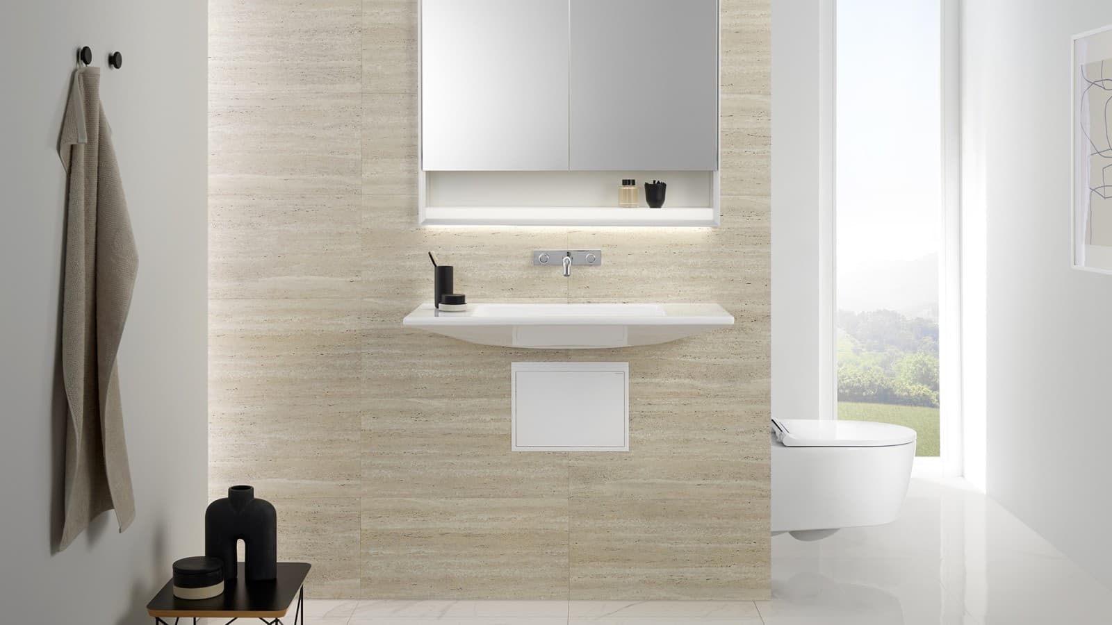 Less dust traps thanks to concealed trap with Geberit ONE washbasin (© Geberit) Less dust traps thanks to concealed trap with Geberit ONE washbasin (© Geberit)