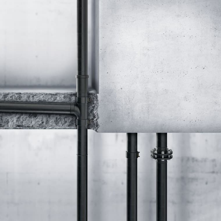 Geberit PE can also be laid in concrete Geberit PE can also be laid in concrete