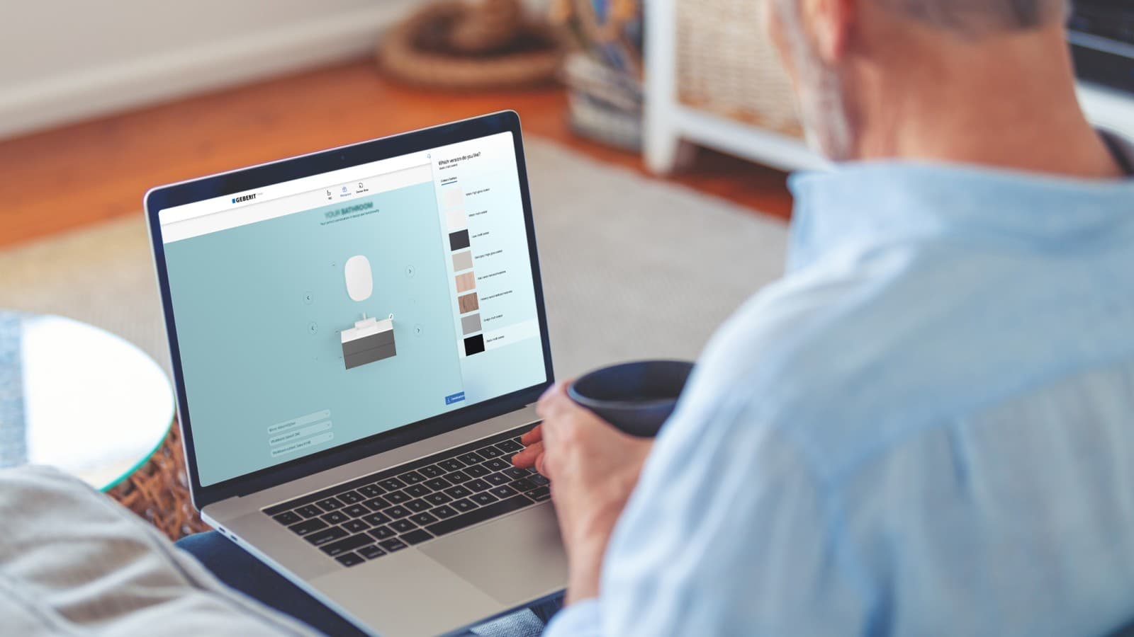 Select a mirror, bathroom furniture and washbasin cabinet in the Geberit product finder Select a mirror, bathroom furniture and washbasin cabinet in the Geberit product finder